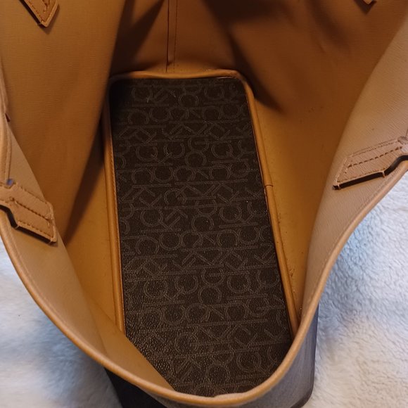 Calvin Klein Monogram Tote and Cosmetic Bag - Picture 2 of 3